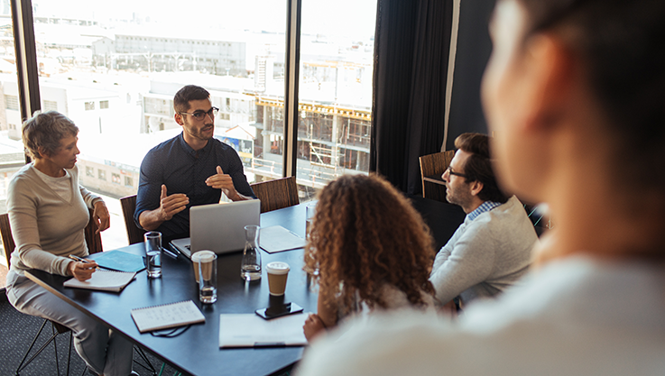 Employees meeting in conference room