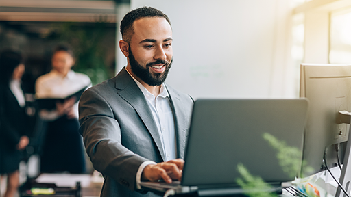  Business man working on laptop